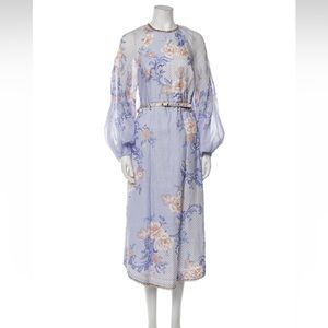 NWT Zimmermann Swirl Coral Floral Linen MIDI Dress size 0(us 2-4)